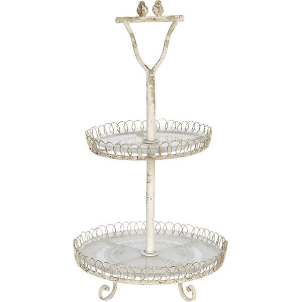 Etagere A 2 Strati Clayre & Eef Ø 36X65 Cm In Ferro Bianco-image