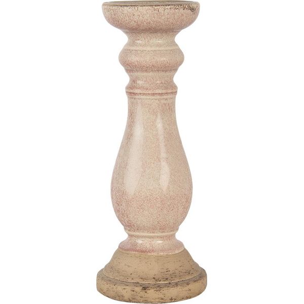 Portacandele Clayre & Eef Ø 14X36 Cm In Vetroceramica Rosa-image