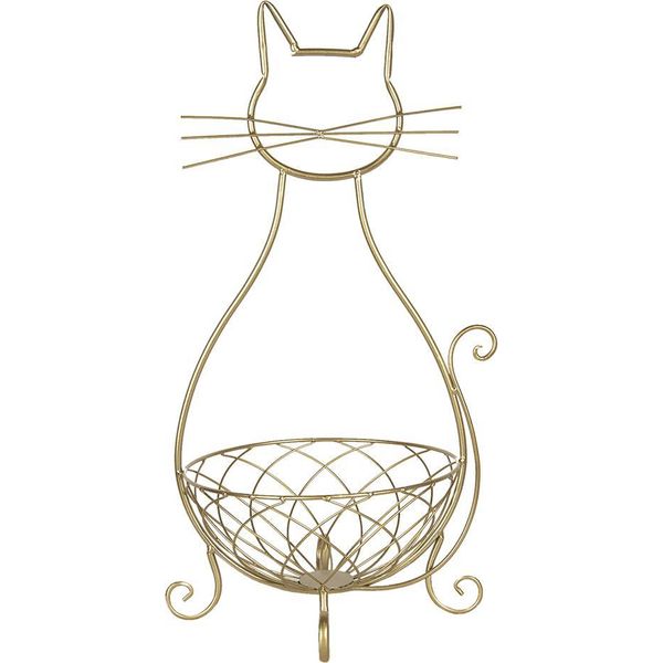 Clayre & Eef Decorazione Ciotola Gatto 31X25X55 Cm Ferro Color Oro-image