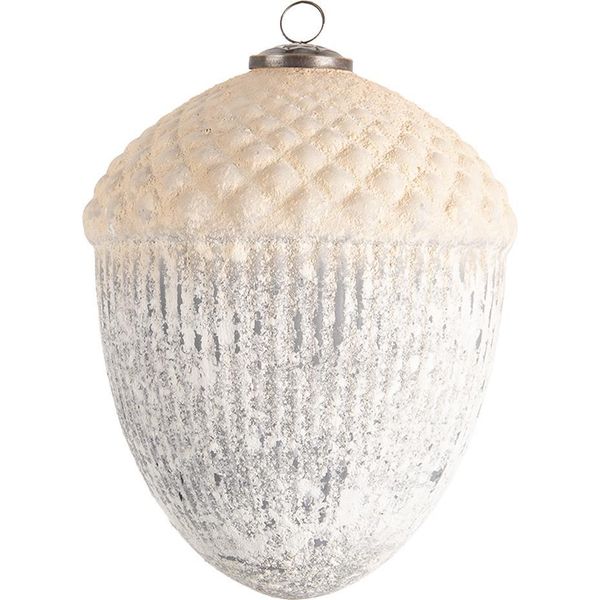 Clayre & Eef Guaina Di Natale Xl Ø 15 Cm In Vetro Grigio Bianco-image
