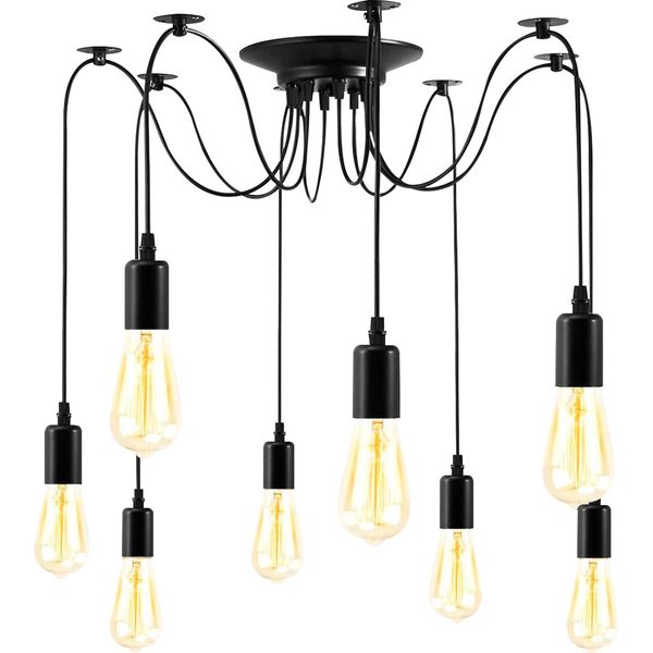 Lampada A Sospensione Spider Pendente Lampada Sospensione E27 Lampadario A Soffitto Per Soggiorno, Cucina, Sala Da Pranzo, Camera Da Letto, Studio, Ufficio (8 Teste)-image