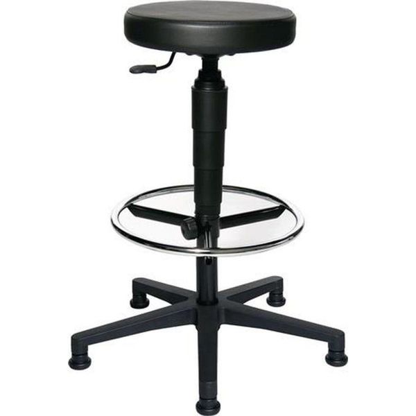 Sgabello Girevole Con Piedini In Pelle Finta Nero Altezza Seduta 580-840 Mm Topstar-image
