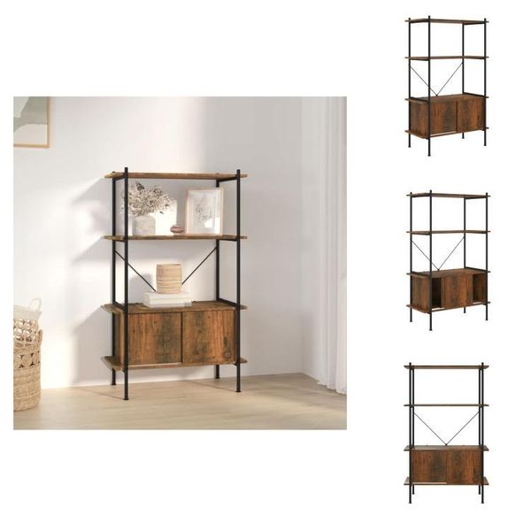 Vidaxl Scaffale Con 4 Ripiani E Armadio 80X40X130 Cm In Acciaio A Base Di Legno - Librerie E Scaffali-image