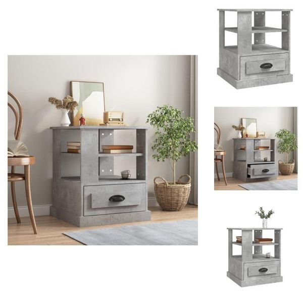 Vidaxl Tavolino In Cemento Grigio 50X50X60 Cm Materiale A Base Di Legno - Tavolini-image
