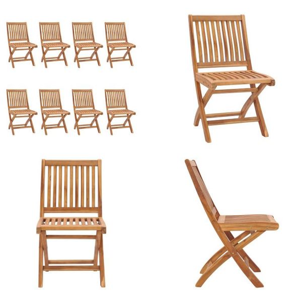 Vidaxl Sedie Da Giardino Pieghevoli 8 Pz. Legno Massiccio Teak - Sedia Da Giardino - Sedie Da Giardino - Sedia Di Legno - Sedie Di Legno-image