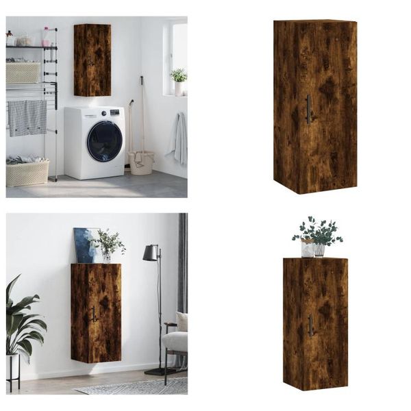 Vidaxl Armadio A Muro In Rovere Fumé 34,5X34X90 Cm - Armadio A Muro - Armadio A Muro - Armadio - Armadio Portaoggetti-image