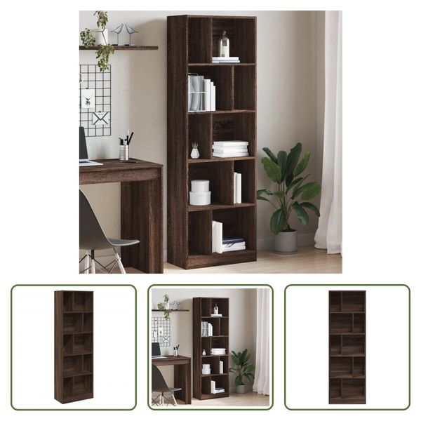 The Living Store Libreria Effetto Rovere Marrone 57X28,5X174 Cm Materiale In Legno-image