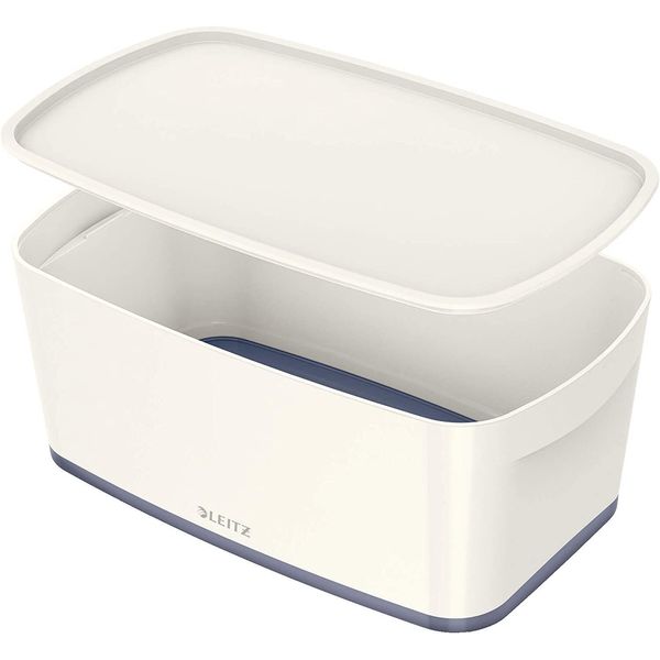 Leitz 5229-10-01 5229 Contenitore Mybox Wow Small - A5, Con Coperchio, Abs, Bianco/Grigio-image