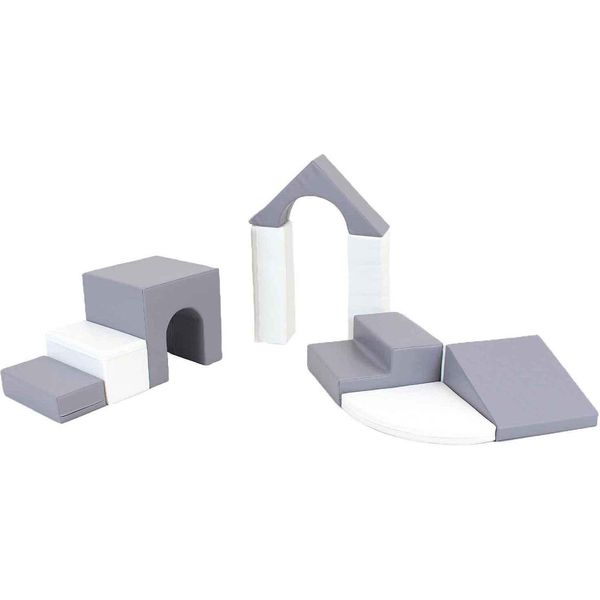 Iglu Soft Play Blocchi Da Costruzione Morbidi Blocchi Da Costruzione In Schiuma Blocchi Da Costruzione Giganti Blocchi Da Costruzione Con Antiscivolo 10 Tlg. Grigio/Bianco-image