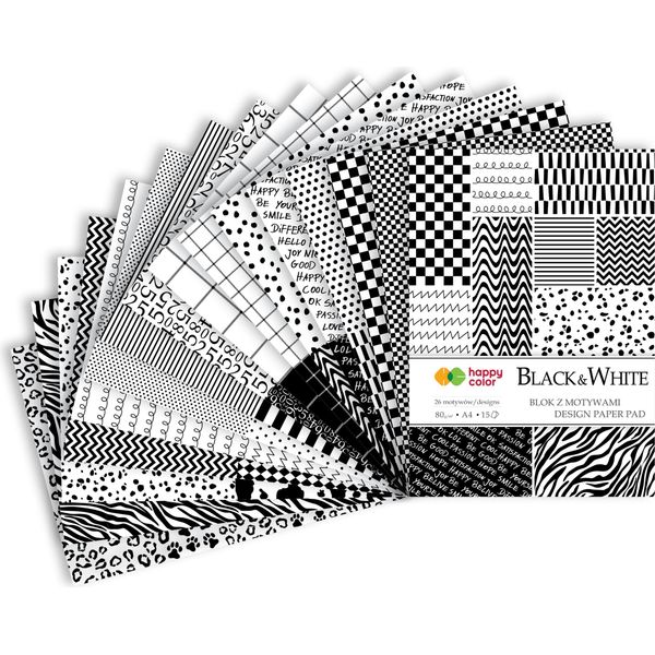 Happy Color Design Block A4 15 Fogli Bianco E Nero-image