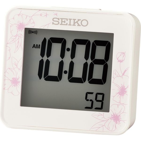 Seiko QHL097W Sveglia Digitale Con Cronometro Al Quarzo Bianco-image