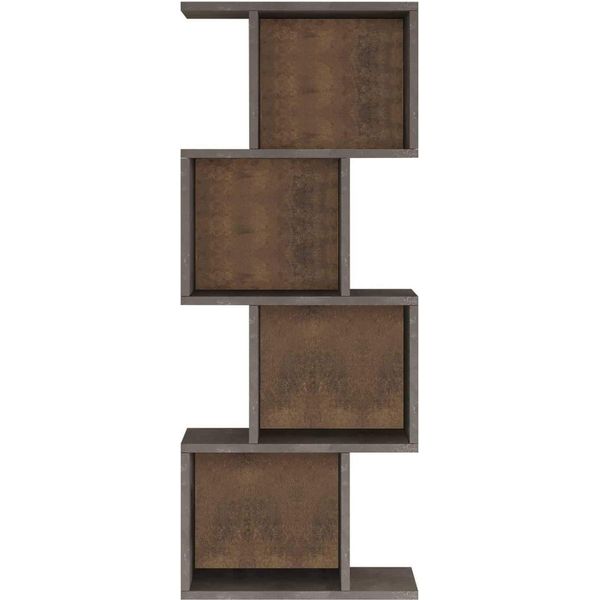 Scaffale A Muro Rebecca Mobili Halleria 125X50X25 Truciolato Cemento Grigio Moderno-image