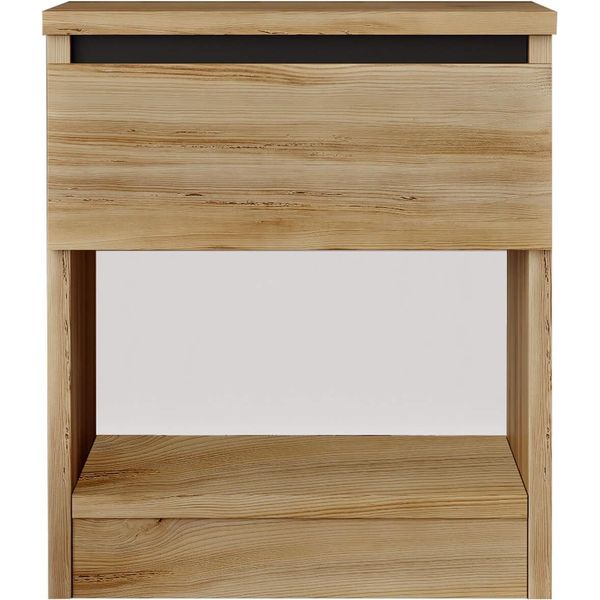 Comodino Con 1 Cassetto Rebecca Mobili Marzeh 46,5X40X35,5 Truciolato Rovere Chiaro Moderno-image
