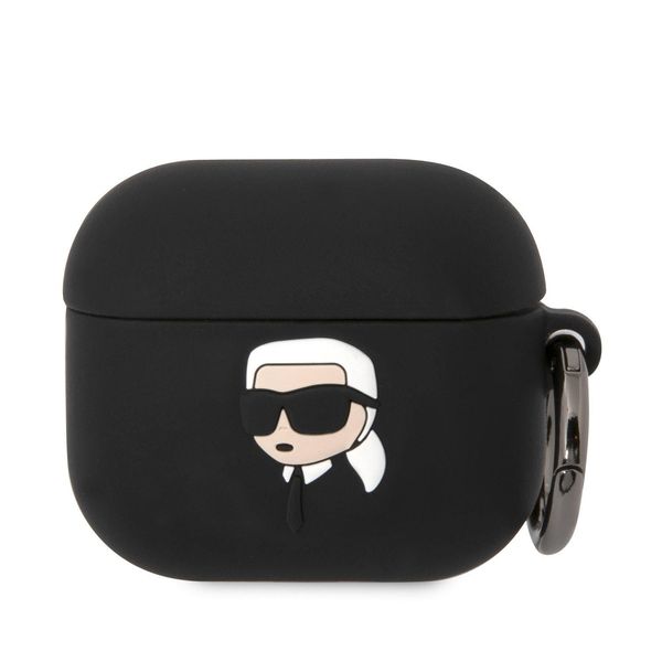 Karl Lagerfeld KLA3RUNIKK Custodia Per Airpods 3 In Silicone Nero/Nero Custodia Protettiva Karl Head 3D-image
