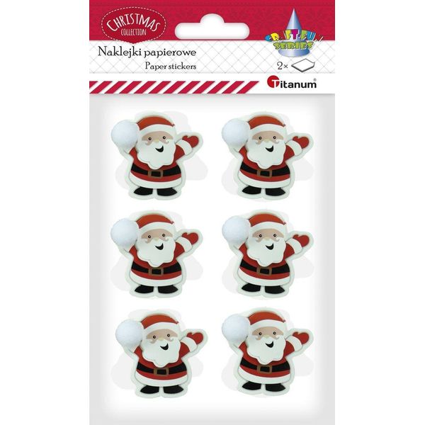 Adesivi Di Carta 3D Babbo Natale Con Pompon 12 Pezzi Titanum-image