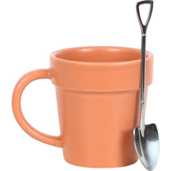 Something Different - Set Di Tazze E Cucchiai, Vaso Di Fiori, Ceramica SD5470 (Taglia Unica) (Arancione/Argento)-image