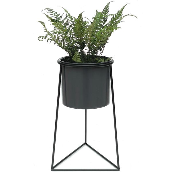 Dandibo Sgabello Per Fiori Con Vaso In Metallo Nero L 45 Cm Supporto Per Fiori 96052 Colonna Per Fiori Supporto Per Piante Moderno Sgabello Per Piante-image