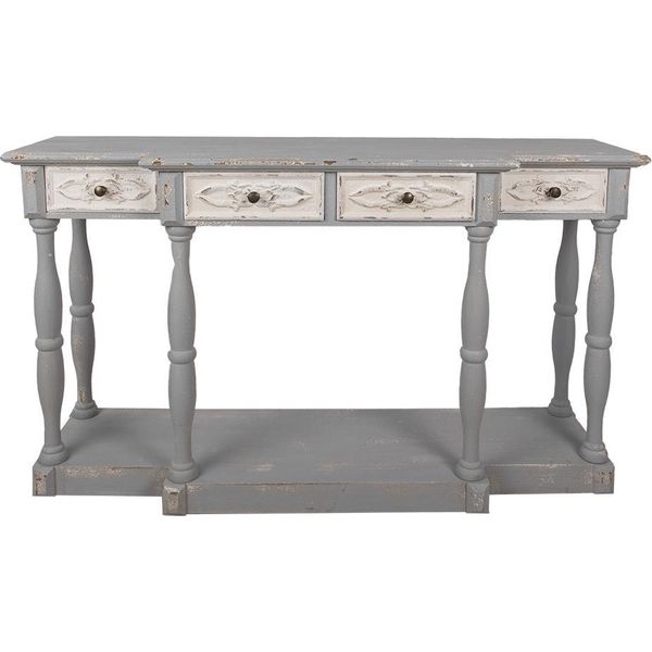 Tavolino Clayre & Eef 142X42X85 Cm Legno Grigio-image