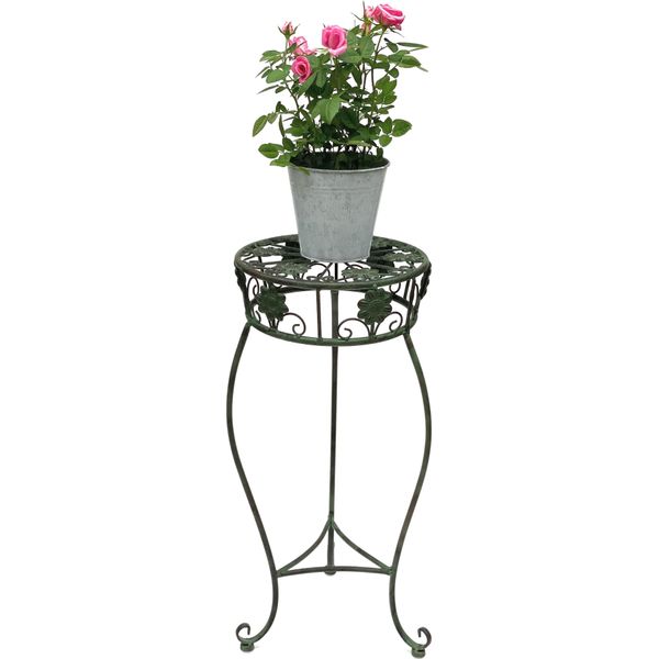 Sgabello Per Fiori In Metallo Verde Rotondo Da 60 Cm 96008 M Colonna Per Fiori Supporto Per Piante Antico Sgabello Per Piante Vintage-image