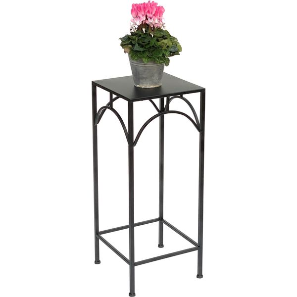 Dandibo Sgabello Per Fiori In Metallo Nero Quadrato 70 Cm Portafiori 96132 L Tavolino Colonna Portafiori Moderno Sgabello Per Piante-image