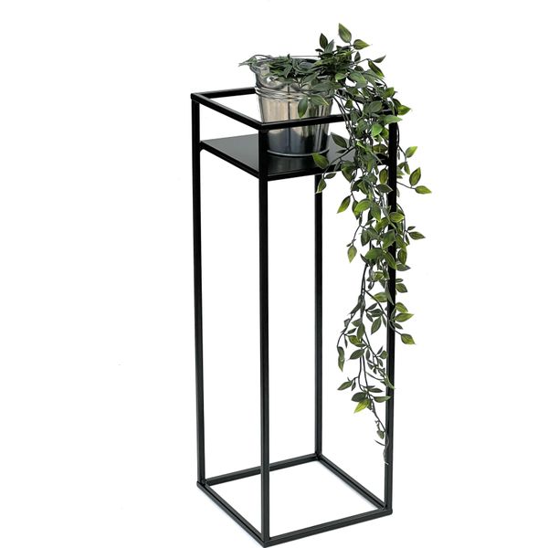 Dandibo Sgabello Per Fiori In Metallo Nero Quadrato 62 Cm Tavolino Per Fiori 453 Colonna Per Fiori Sgabello Moderno Per Piante-image