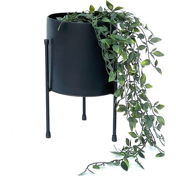 Dandibo Sgabello Per Fiori Con Vaso In Metallo Nero 32 Cm Supporto Per Fiori 96261 Colonna Per Fiori Supporto Per Piante Moderno Sgabello Per Piante-image