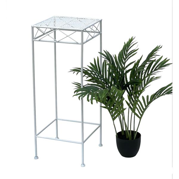 Dandibo Sgabello Per Fiori Bianco Metallo Quadrato 70 Cm Portafiori 96314 L Tavolino Colonna Per Fiori Portapiante Moderno Sgabello Per Piante-image