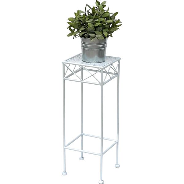 Dandibo Sgabello Per Fiori Bianco Metallo Quadrato 50 Cm Portafiori 96314 S Tavolino Colonna Per Fiori Portapiante Moderno Sgabello Per Piante-image