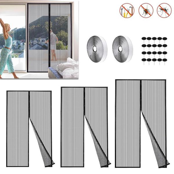 Fiqops 100 X 220 Cm Zanzariera Magnetica Porta Zanzariera Magnetica Stecche Tenda Balcone Porta Patio Senza Forare-image