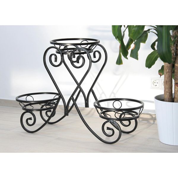 Dandibo Scale Per Fiori In Metallo Nero 89 Cm Portafiori Con 3 Ripiani KW403 Colonna Per Piante Portafiori Scaffale Per Piante-image