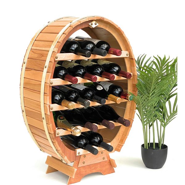 Dandibo Portabottiglie In Legno Per Vino In Piedi 18 Bottiglie Naturale 77 Cm Portabottiglie Portabottiglie Barile-image
