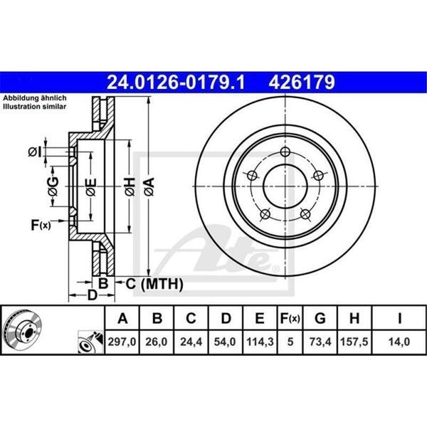 2X Disco Freno Ate 24.0126-0179.1 Per Chrysler 300 M (Lr) 54 0Mm 157 5Mm-image