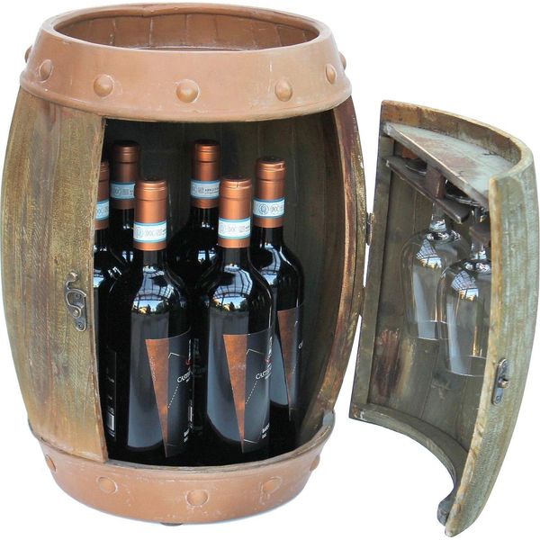 Dandibo Portabottiglie In Legno Marrone 44 Cm 91361 Portabottiglie Da Bar Portabottiglie Piccolo Barile In Legno-image