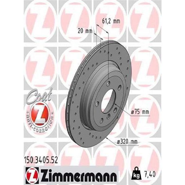 2X Zimmermann 150.3405.52 Disco Freno Asse Posteriore-image