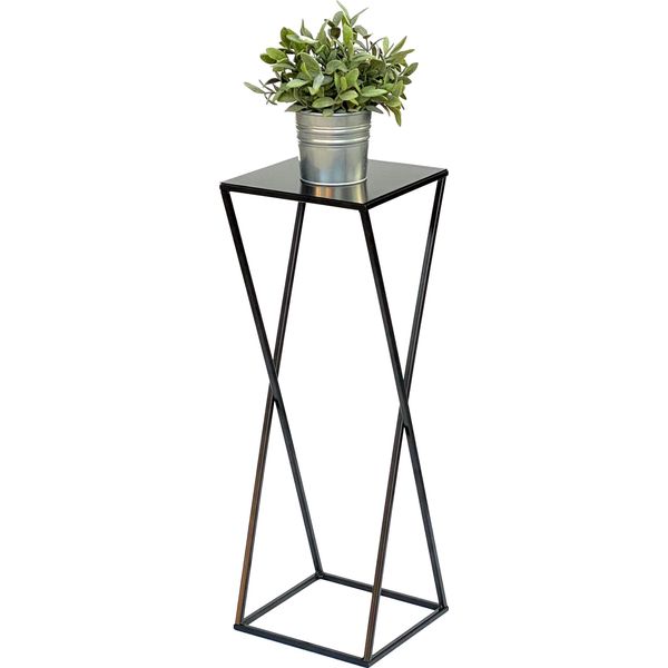 Dandibo Sgabello Per Fiori In Metallo Nero Angolare 68 Cm Tavolino Portafiori 437 Colonna Portafiori Moderna Sgabello Per Piante-image