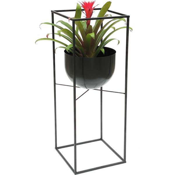 Dandibo Sgabello Per Fiori In Metallo Nero Quadrato 82 Cm Supporto Per Fiori 438 Colonna Per Fiori Supporto Per Piante Moderno Sgabello Per Piante-image