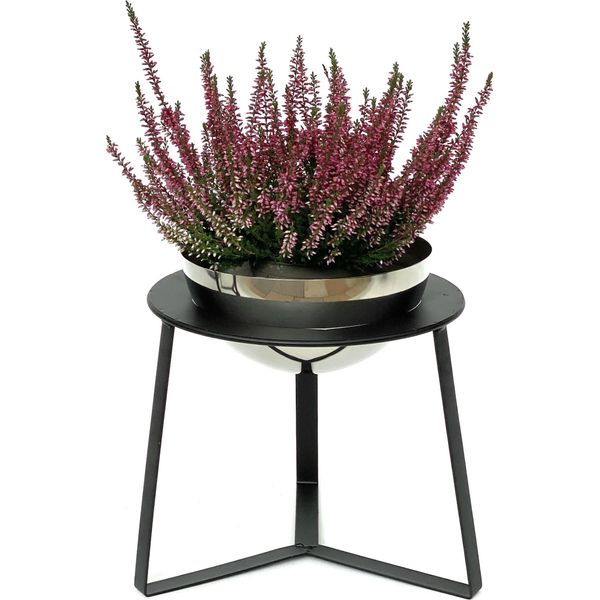 Dandibo Sgabello Per Fiori In Metallo Con Vaso Nero Argento 27 Cm Supporto Per Fiori 96091 M Colonna Per Fiori Supporto Per Piante Moderno Sgabello Per Piante-image