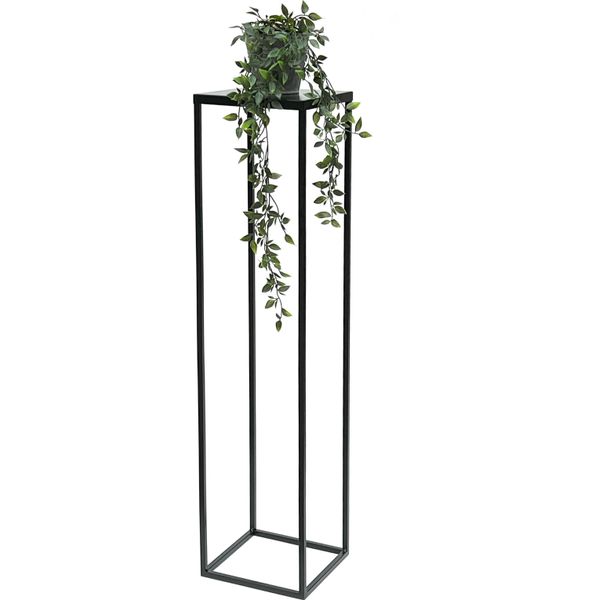 Dandibo Sgabello Per Fiori In Metallo Nero 100 Cm Quadrato Portafiori Tavolino FRA-006 Colonna Per Fiori Moderna Portafiori Sgabello Per Piante-image