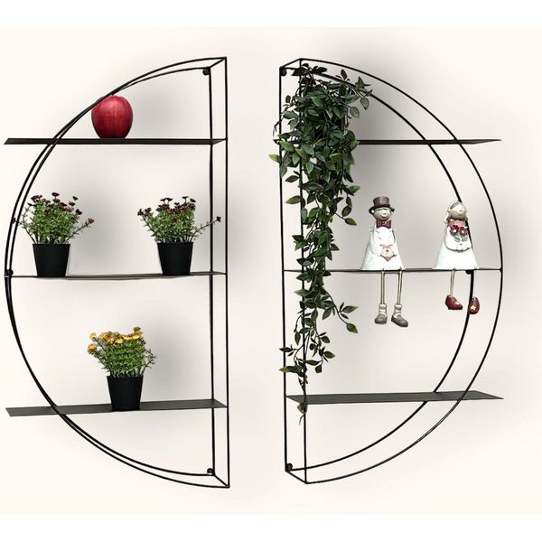 Dandibo Scaffale Da Parete In Metallo Nero Rotondo 96460 Montaggio A Parete 80 Cm Moderno Supporto Da Parete Scaffale Decorazione Da Parete-image