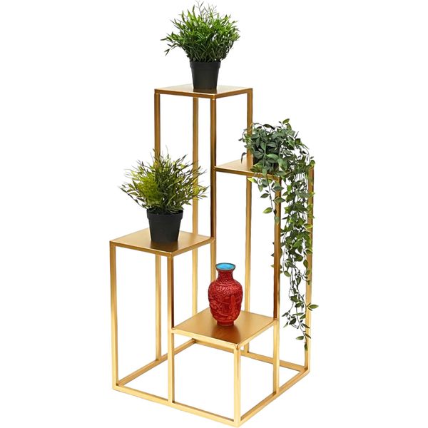 Dandibo Scala Di Fiori In Metallo Oro 82 Cm Scala Di Piante Portafiori 96505 Colonna Di Fiori Portafiori Moderno Sgabello Di Fiori-image