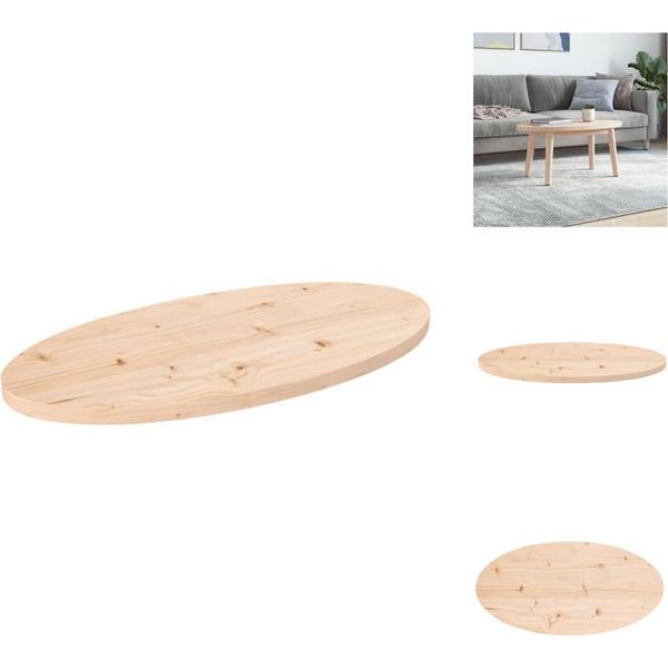 Vidaxl Piano Tavolo 70X35X2,5 Cm In Legno Massiccio Di Pino Ovale - Piani Tavolo-image