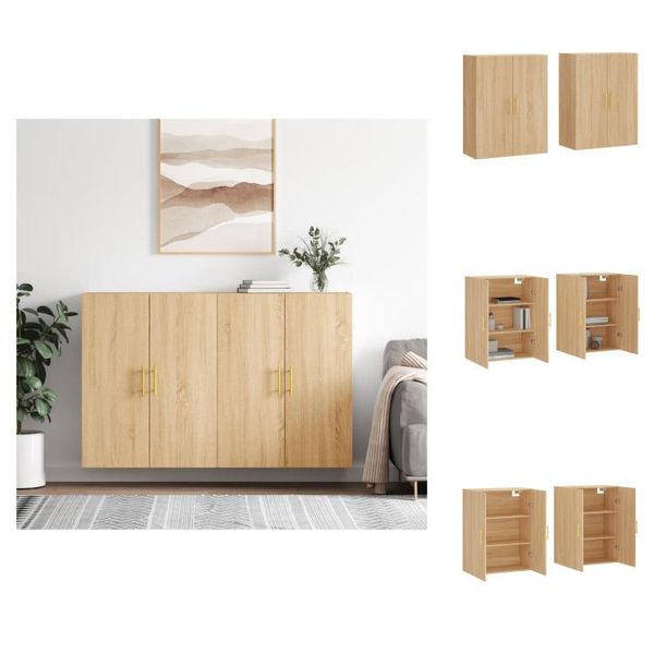 Vidaxl Armadi A Muro 2 Pezzi Rovere Sonoma 69,5X34X90 Cm - Credenze-image