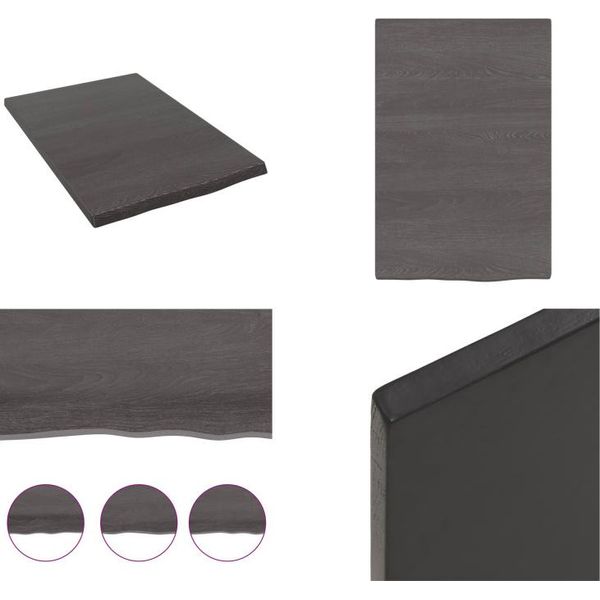 Vidaxl Mensola A Muro Marrone Scuro 40X60X2 Cm In Legno Massiccio Trattato Con Rovere - Mensola A Muro - Mensola Portaoggetti - Mensola Galleggiante-image