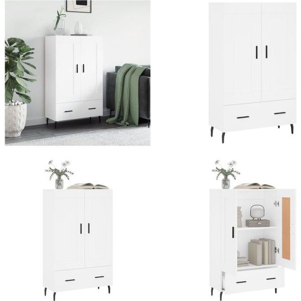 Vidaxl Credenza Bianca 69,5X31X115 Cm Materiale A Base Di Legno - Credenza - Credenza - Credenza - Armadio-image