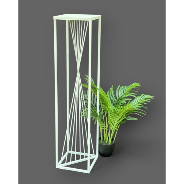 Dandibo Sgabello Per Fiori In Metallo Bianco Quadrato 100 Cm Tavolino Per Fiori 96568 Sgabello Per Piante A Colonna Di Fiori Design Moderno-image