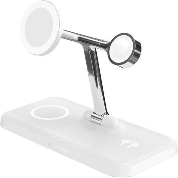 Hyper HJ3004WHGL Caricatore Per Dispositivi Mobili Cuffie, Smartphone, Smartwatch Argento, Bianco Dc, Usb Ricarica Wireless Ricarica Rapida Interna-image