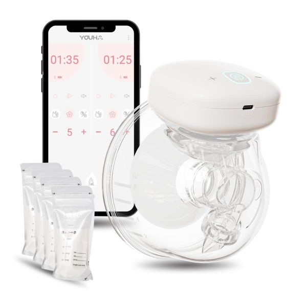 Youha - Tiralatte Senza Fili Con App - Singolo - 24 Mm - Portatile A Mani Libere - Tiralatte Portatile - Ricaricabile - Latte Materno - 1X 240ML-image
