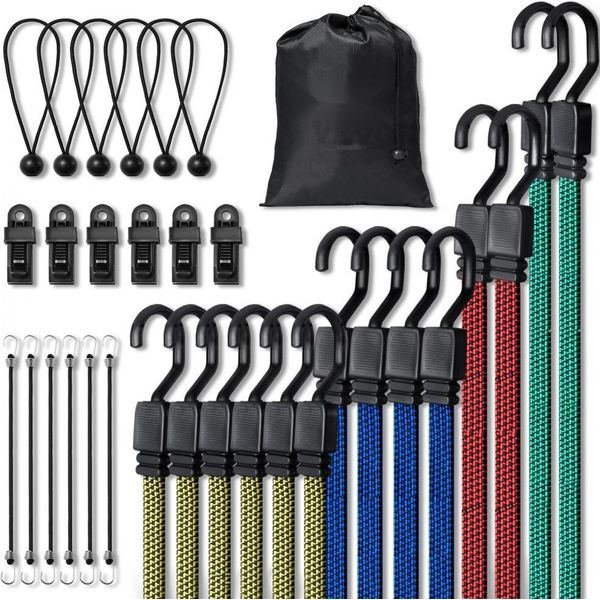 Set Di Corde Di Gomma Per Espansione - 32 Pezzi - Cinghia Di Gomma Per Bagagli Con Gancio A J - Corda Di Gomma Per Viaggiare In Sicurezza - Accessori Per Il Fissaggio Elastico-image