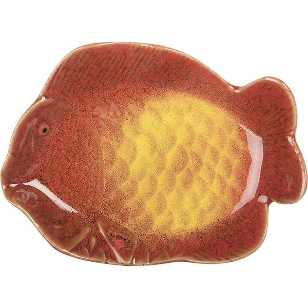 Clayre & Eef Decorazione Ciotola Pesce 16X11X3 Cm Vetroceramica Arancione-image