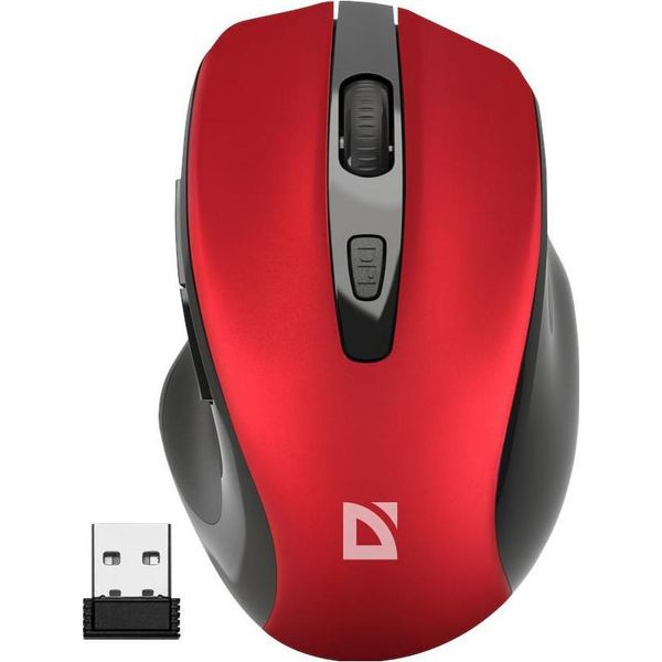 Defender Prime MB-053 Mouse Ottico Clickless Silenzioso 1600Dpi Rosso Senza Fili-image